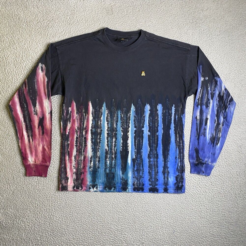 Teddy Fresh Shirt Men XS Dyed Flames Black Blue Red Long Sleeve Tee Hipster NWOT